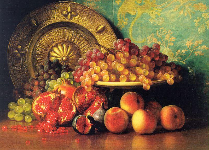 George Henry Hall Figs, Pomegranates, Grapes and Brass Plate Germany oil painting art